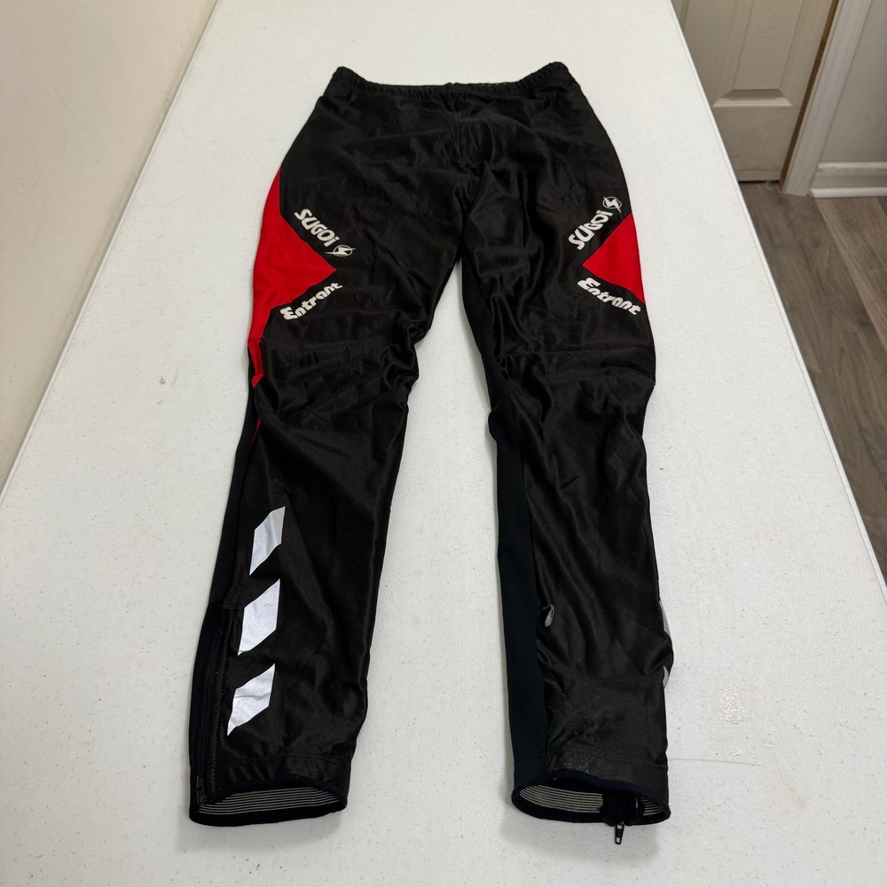 Sugoi Entrant Cycling Pants Mens Large Black Red Zipper Ankle Athletic Leggings
